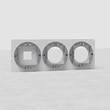 Round EU paintable switch plate with three keystone ports and two module spaces, Triple 1x Keystone & 2x Module.