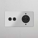 Double 2x Toggle & French Module Round - Clear Bronze Black 