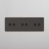 Bronze Triple Toggle Switch with 6 Positions - Sleek and Efficient Light Management on White Background