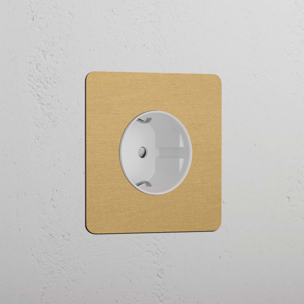 Single Schuko Module - Antique Brass White