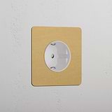 Single Schuko Module - Antique Brass White