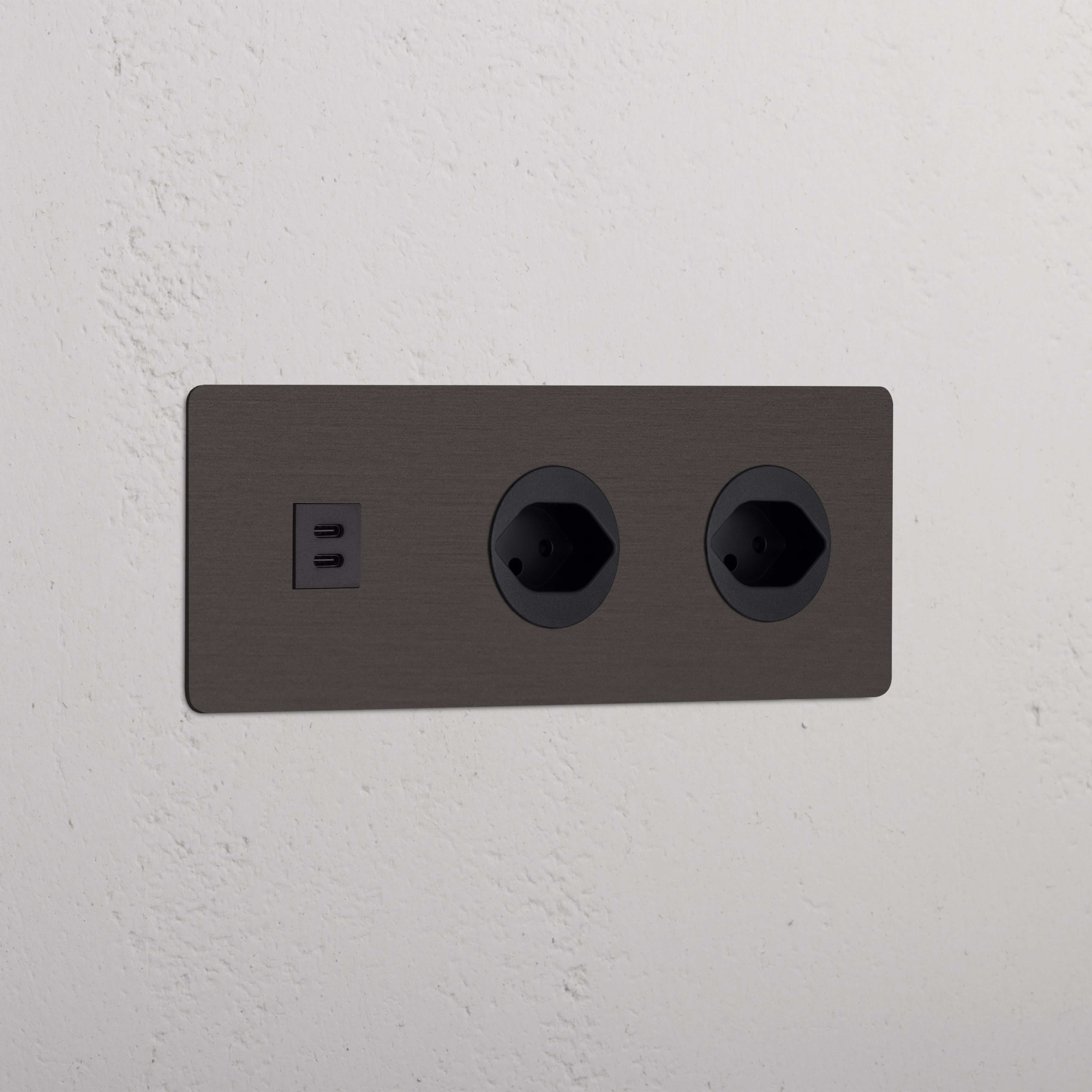 Triple USB 30W & 2x Swiss Module in Bronze Black