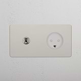 Double Toggle & Danish Module Round - Polished Nickel White