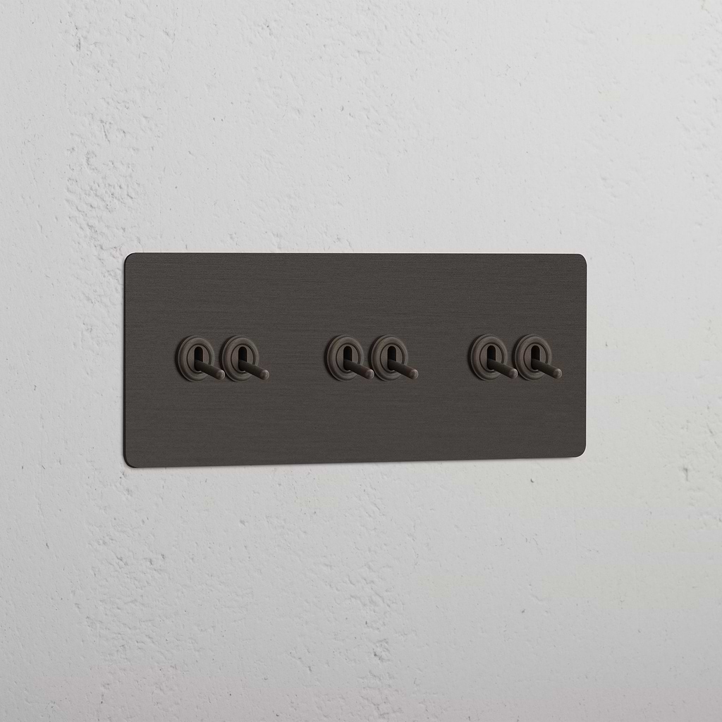 Stylish Bronze Triple Toggle Switch with 6 Positions - Elegant Light Control Solution