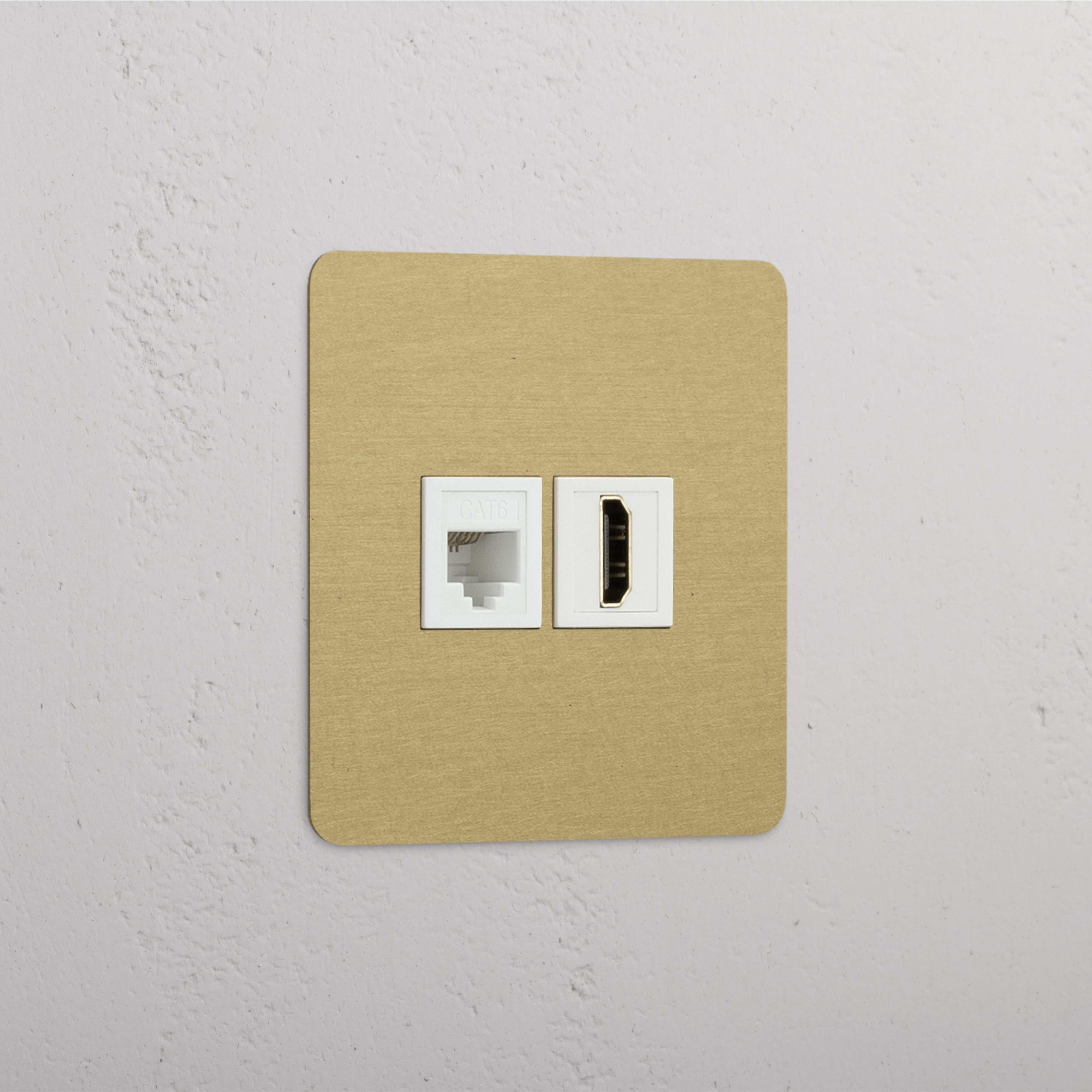 Antique Brass White Single RJ45 & HDMI Module - Superior Connectivity