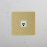 Secure and Reliable Single RJ45 Module in Antique Brass White on White Background