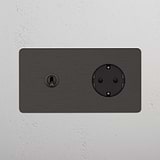 Double Toggle & Schuko Module Round - Bronze Black 