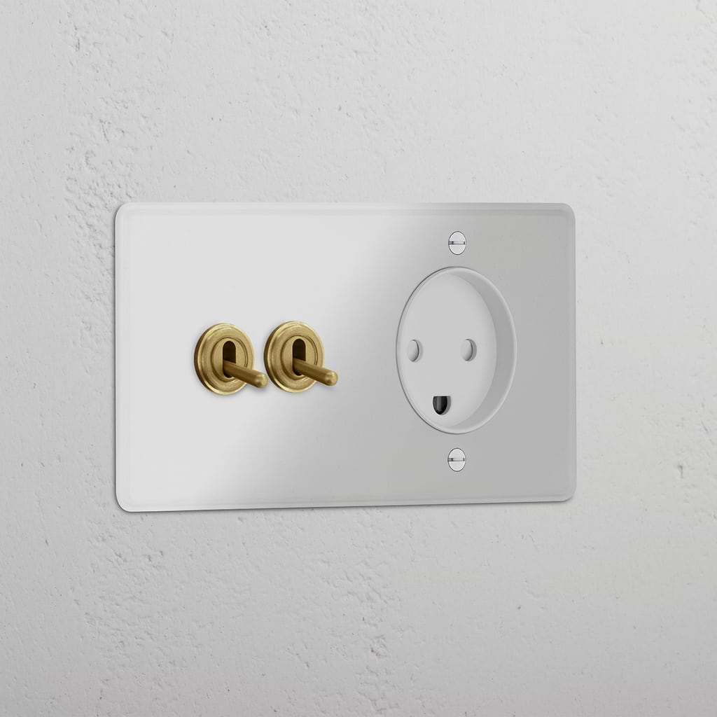 Double 2x Toggle & Danish Module Round - Clear Antique Brass White 