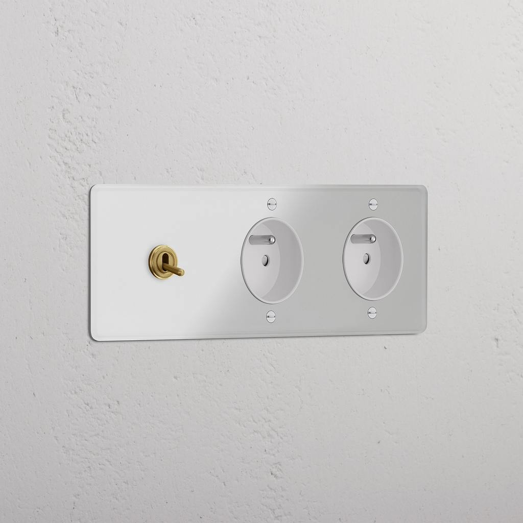 Triple Toggle & 2x French Module Round - Clear Antique Brass White 