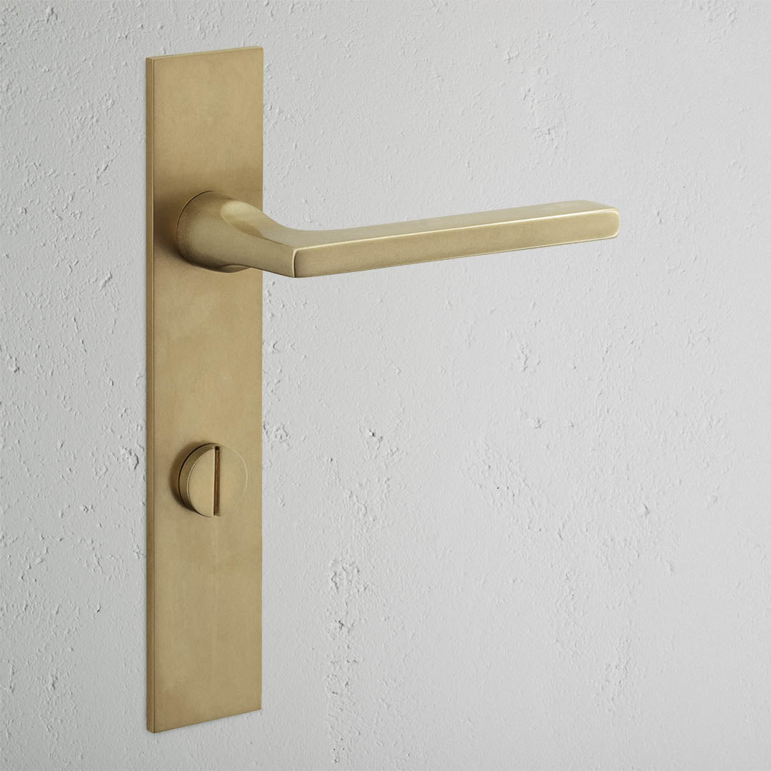 Clayton Long Plate Sprung Door Handle & Thumbturn - Antique Brass
