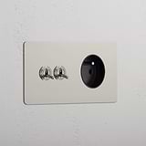Double 2x Toggle & French Module Round - Polished Nickel Black 