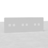 Paintable Triple 6x Switch Plate EU, white with six cutouts, displayed on a textured surface.