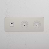 Triple USB 30W & 2x Swiss Module Round - Polished Nickel White