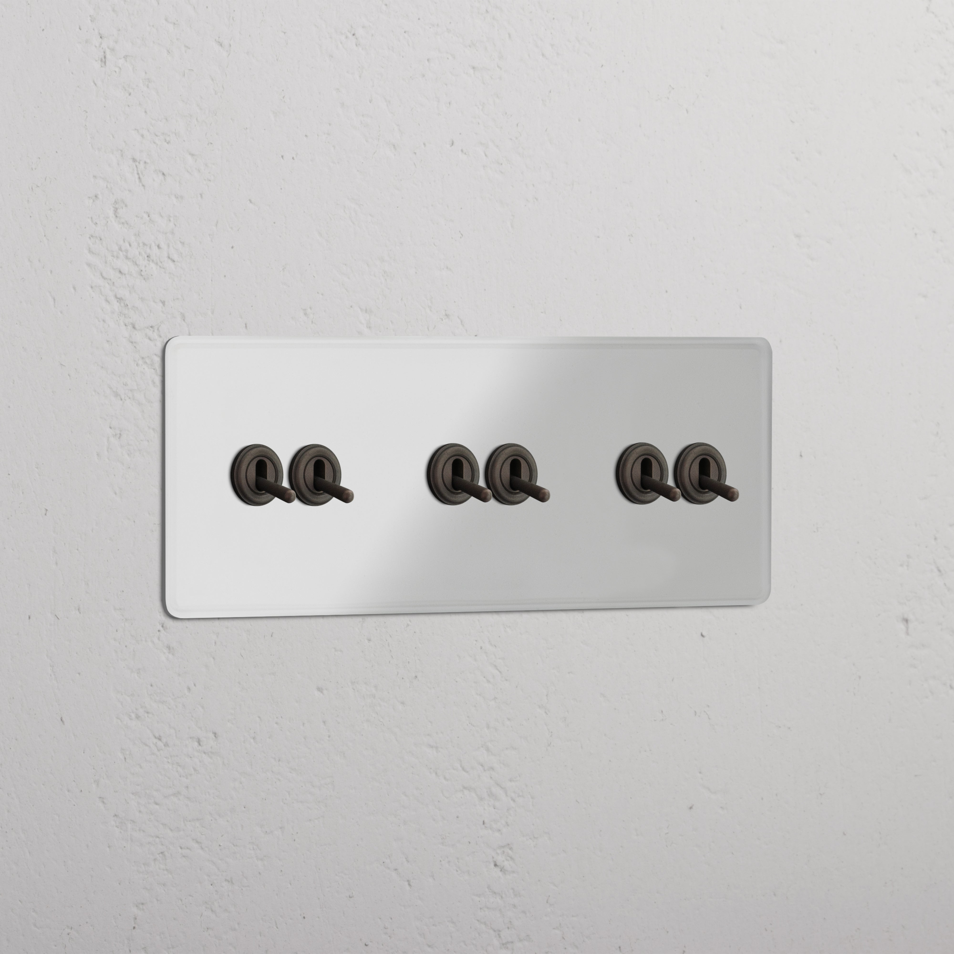 Six-Position Triple Toggle Switch in Clear Bronze - Functional Light Switching System