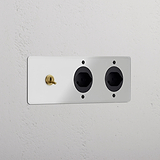 Triple Toggle & 2x Swiss Module Round - Clear Antique Brass Black 