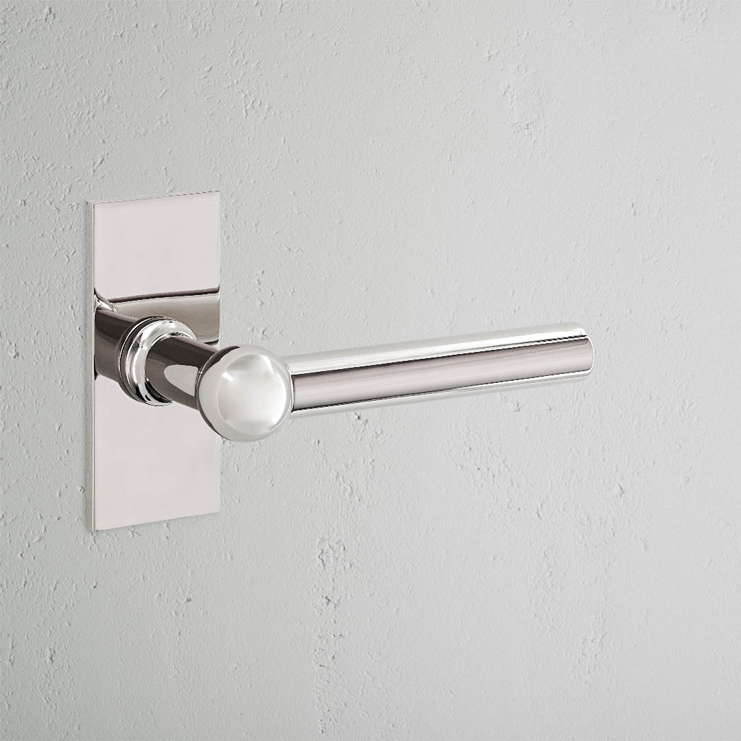 Harper Short Plate Sprung Door Handle - Polished Nickel