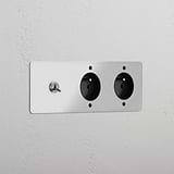 Triple Toggle & 2x French Module Round - Clear Polished Nickel Black  