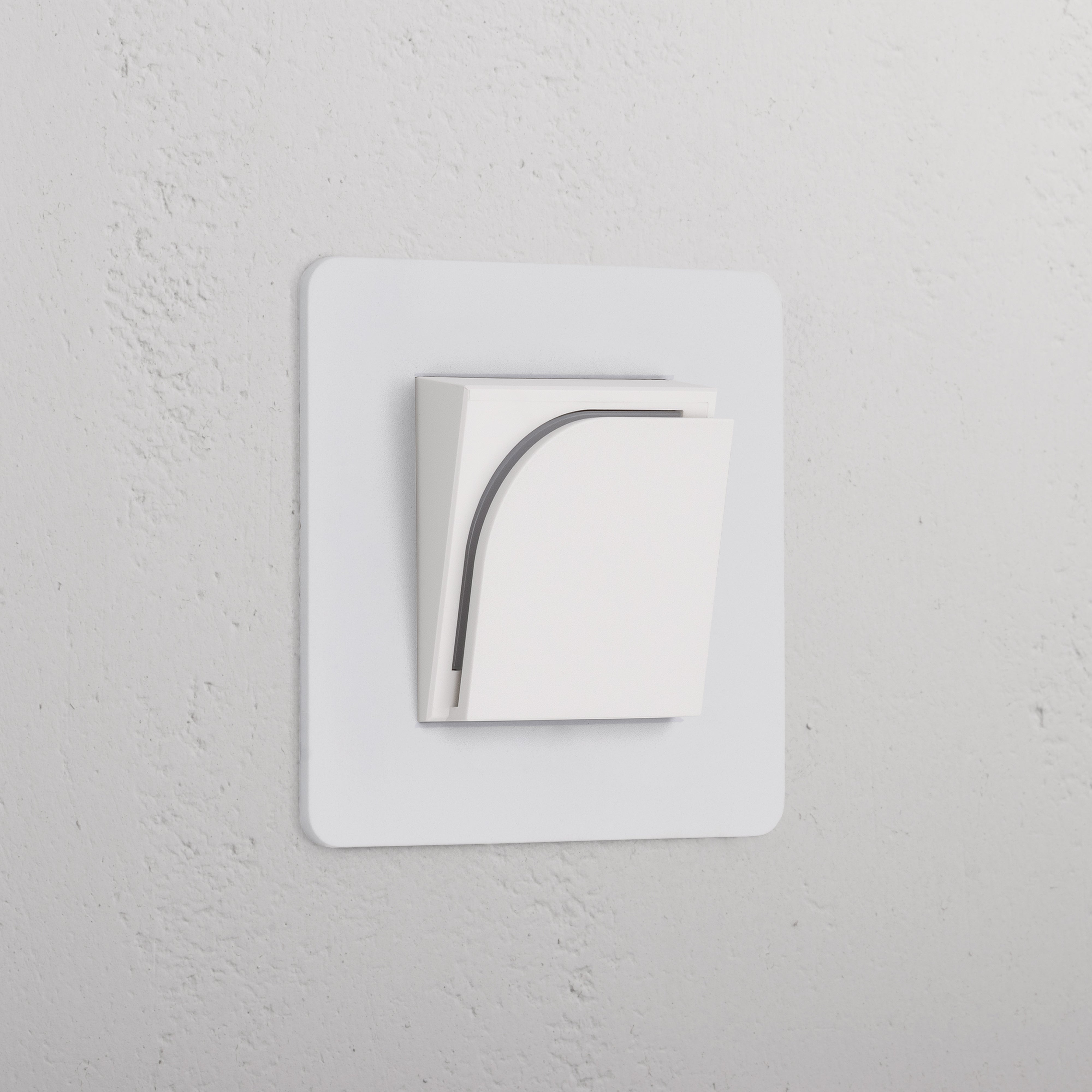 Single paintable white hotel key card switch module for seamless integration with wall decor.