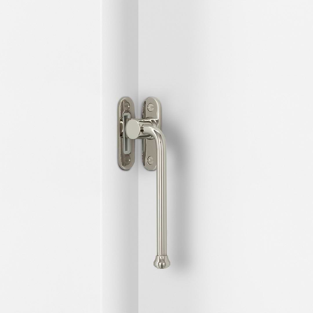 Right Southbank Internal Casement Window Handle Polished Nickel Finish on White Background