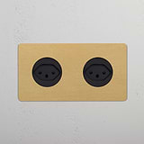 Double 2x Swiss Module Round - Antique Brass Black