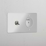 Double Toggle & French Module Round - Clear Polished Nickel White 