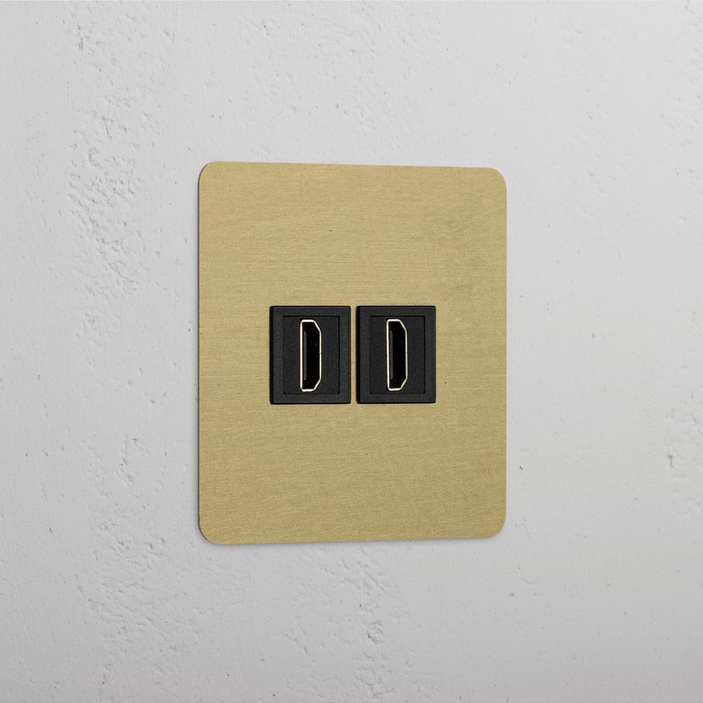 Single HDMI Module in Antique Brass Black Design