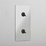 Vertical Double Toggle Switch in Clear Bronze - User-friendly Light Management Tool