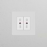 Paintable white Single 2x Bipasso Power Module, ideal for single sockets and modules on a wall.