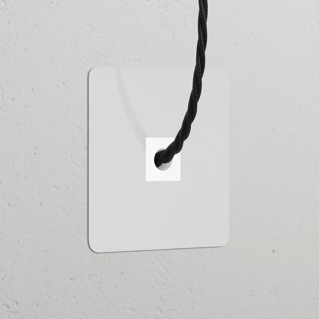 Paintable white single cable outlet on a wall plate, designed for single sockets & modules.