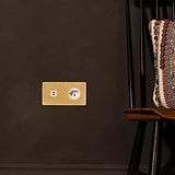 Double USB 30W & Swiss Module Round - Antique Brass White