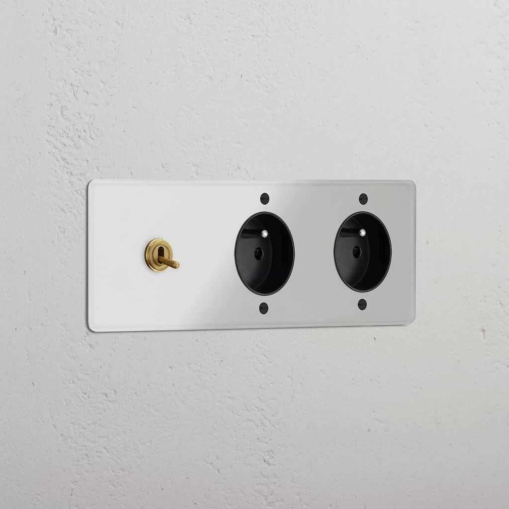 Triple Toggle & 2x French Module Round - Clear Antique Brass Black 
