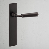 Digby Long Plate Fixed Door Handle Bronze Finish on White Background