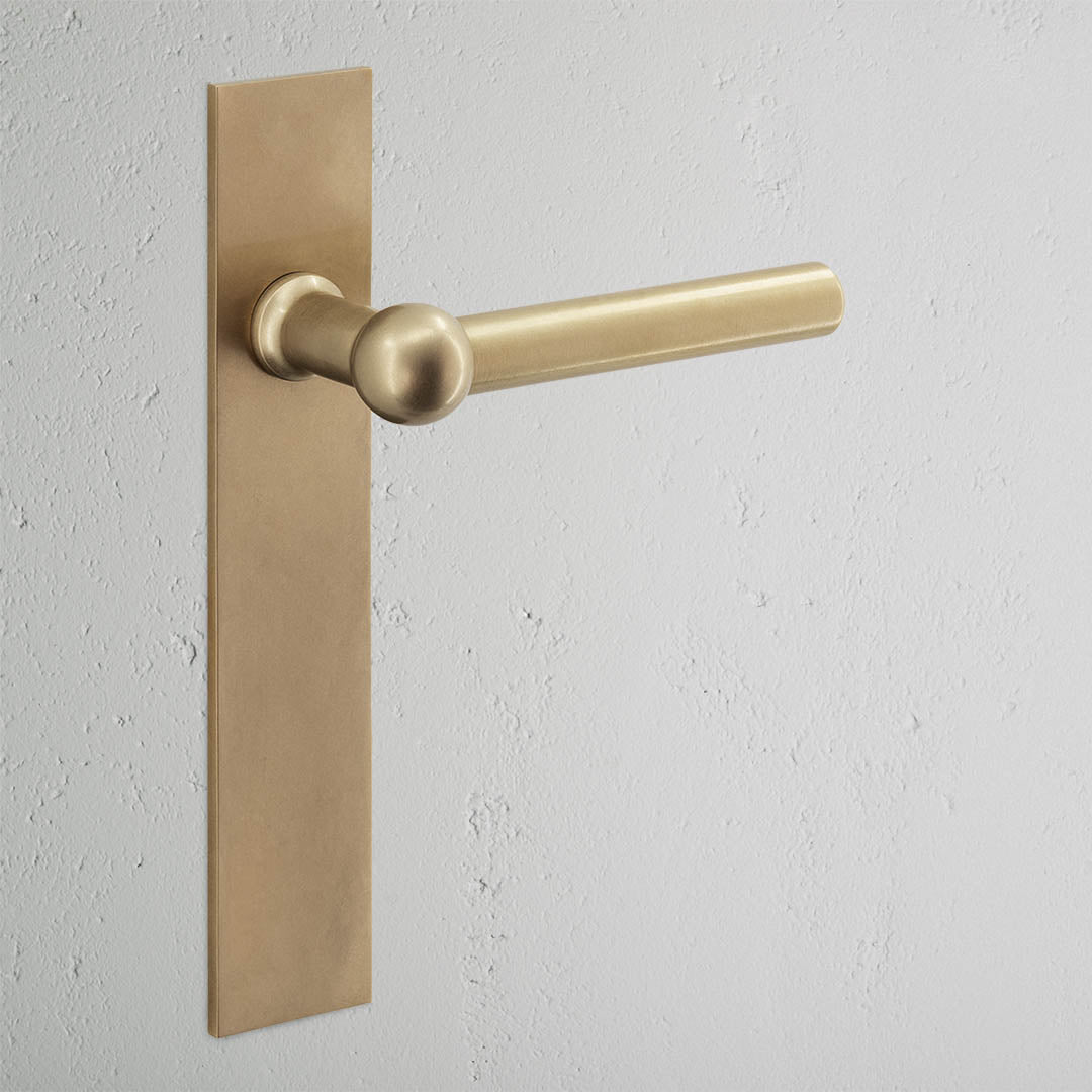 Harper Long Plate Sprung Door Handle - Antique Brass