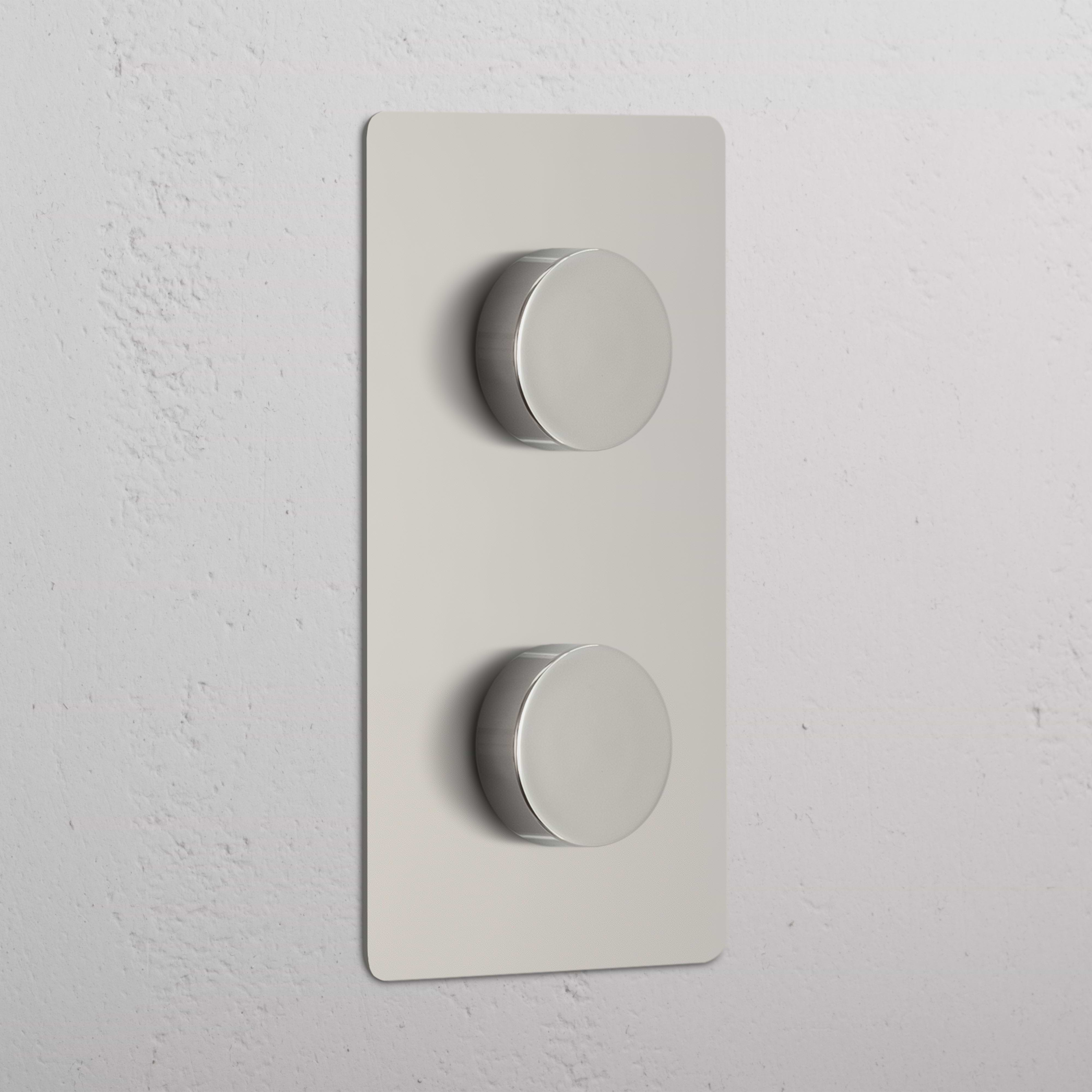 Double 2x Vertical Multiway Dimmer Switch – Polished Nickel