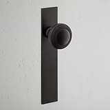 Poplar Long Plate Fixed Door Knob Bronze Finish on White Background