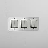 Six-Position Triple Rocker Switch in Clear Polished Nickel Black - Diverse Lighting Solution
