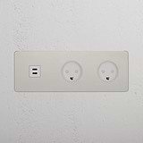 Triple USB 30W & 2x Danish Module - Polished Nickel White