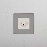 Swiss socket in polished nickel White Finish on White Background