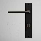 Clayton Long Plate Sprung Door Handle & Thumbturn Bronze Finish on White Background right Facing Front View