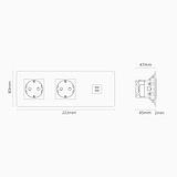Triple USB 30W & 2x Schuko Module Round - Antique Brass Black