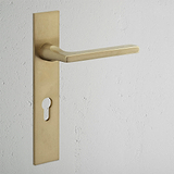 Clayton Long Plate Sprung Door Handle & Euro Lock - Antique Brass