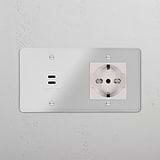 Double USB 30W & Schuko/Bipasso Module - Clear White
