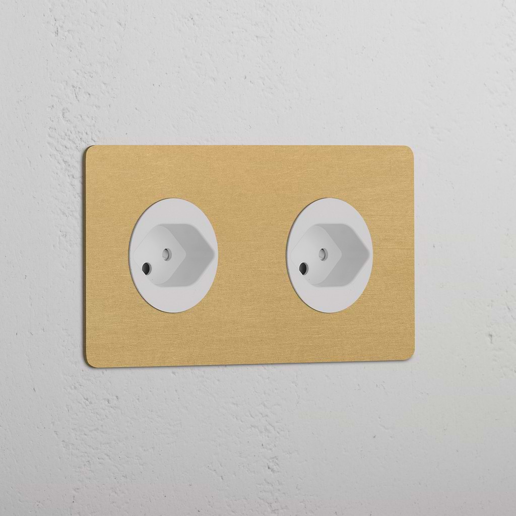 Double 2x Swiss Module Round - Antique Brass White