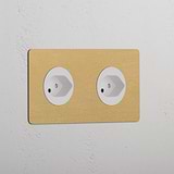 Double 2x Swiss Module Round - Antique Brass White