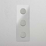 Superior Vertical Triple Dimmer Switch in Clear Polished Nickel - Modern Lighting System on White Background