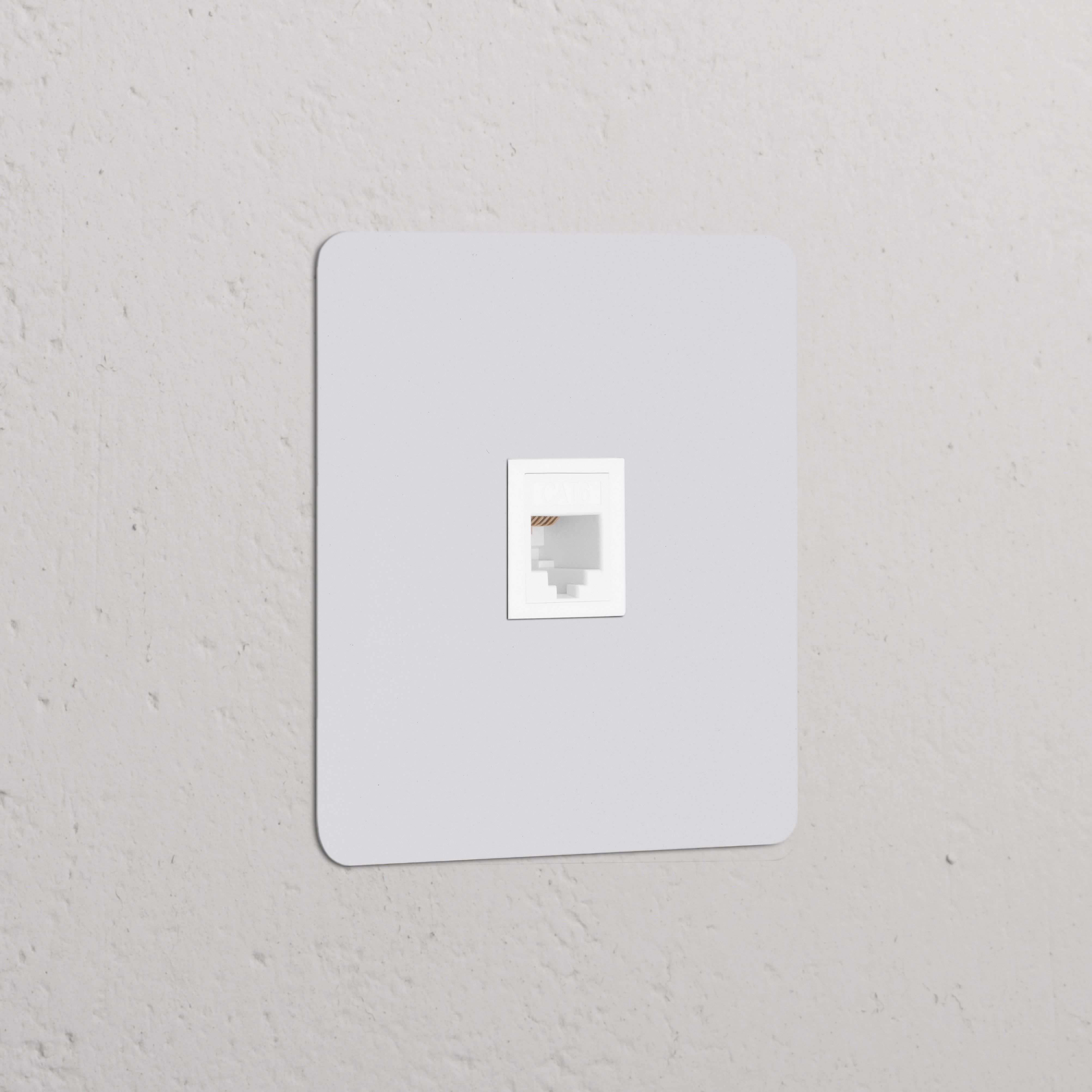 Single RJ45 Module in paintable white finish, ideal for Ethernet connectivity. Integrates seamlessly into any decor.