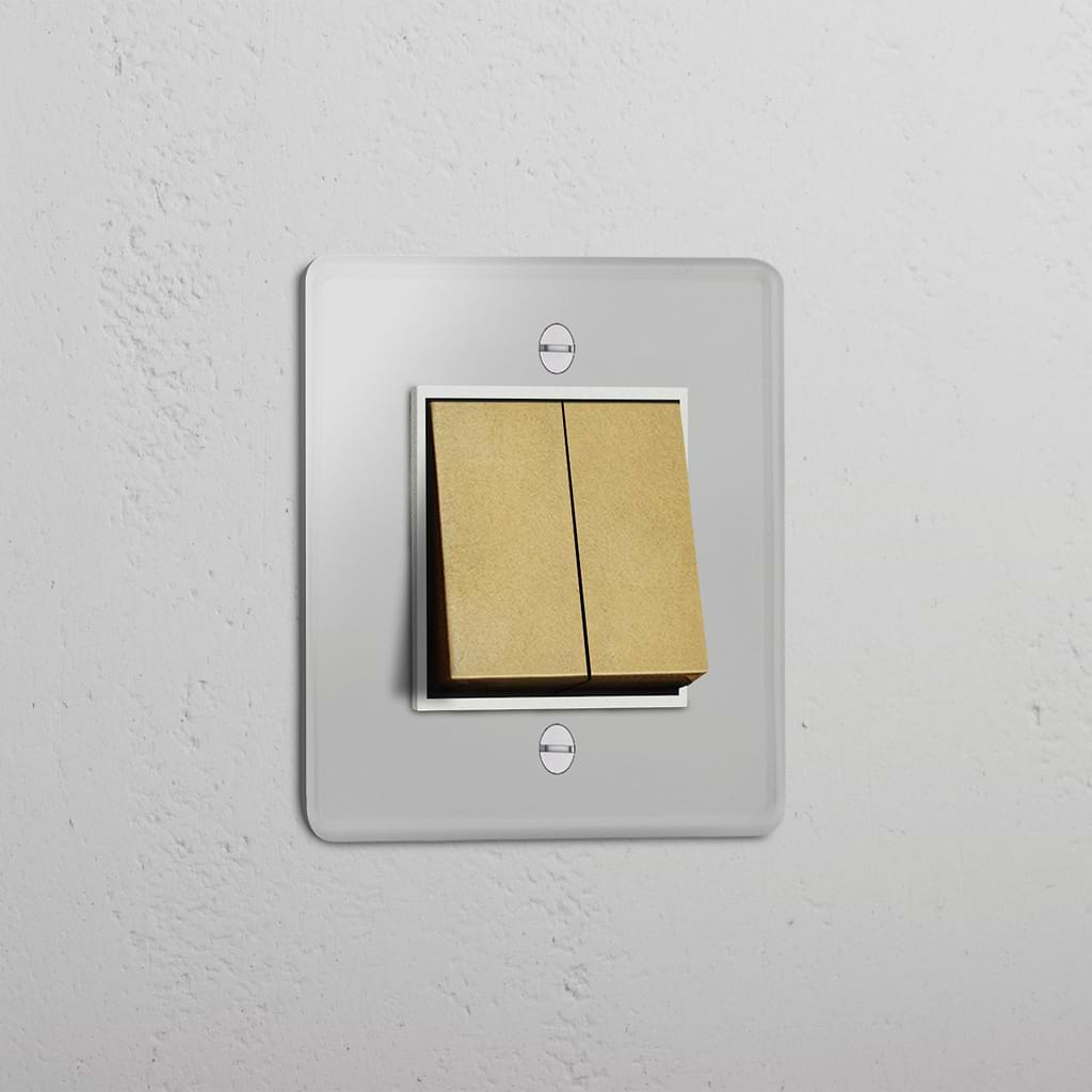 Clear Antique Brass White Dual Rocker Switch - Stylish Light Control Tool