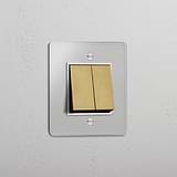 Clear Antique Brass White Dual Rocker Switch - Stylish Light Control Tool