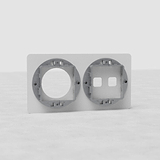 EU paintable switch plate with 2 switch spaces and 1 module slot, designed for seamless customization.