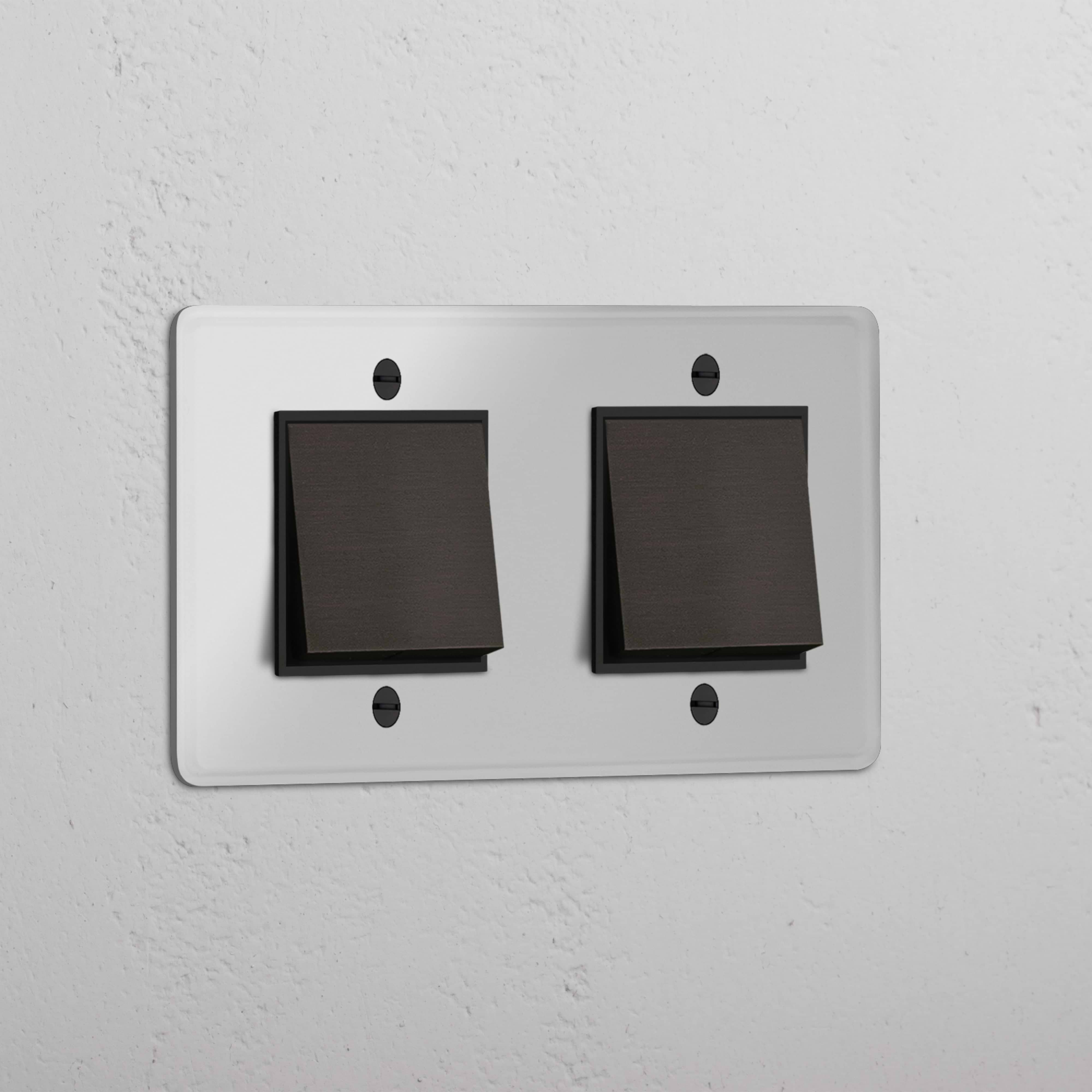 Double Rocker Switch in Clear Bronze Black - Modern Light Operation Solution